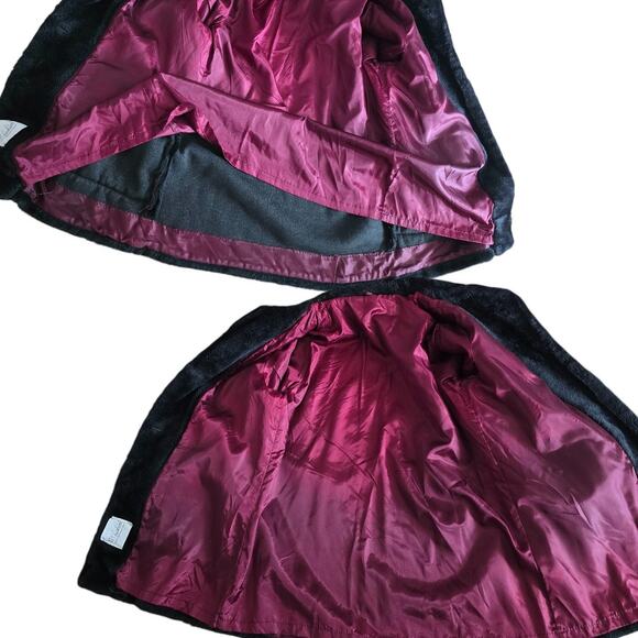 Vintage 60's NPC Fashions Faux Fur Black Double Breasted Pea Coat Large EUC - Picture 4 of 7